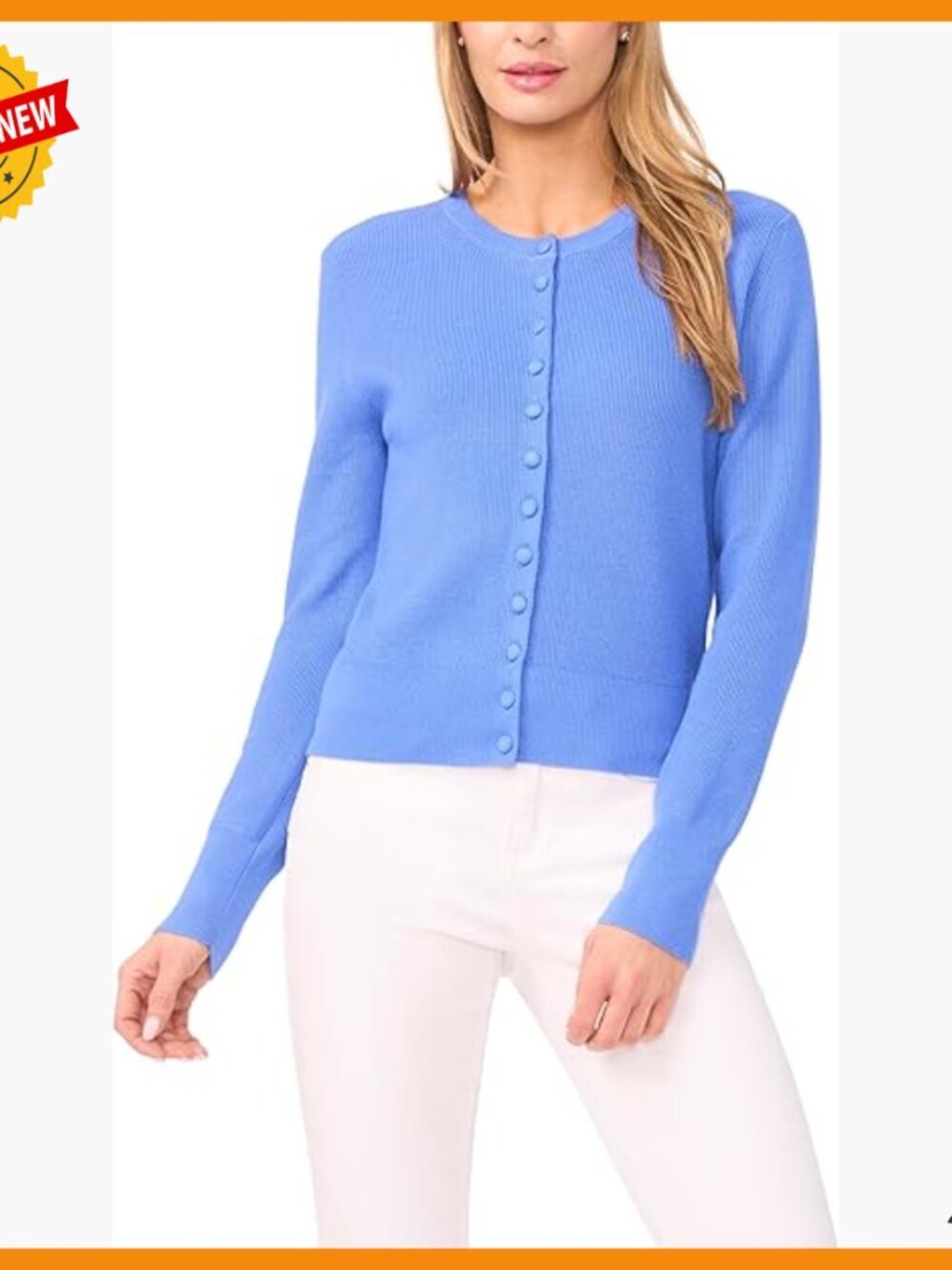 Soft Long Sleeve Crew Neck Cardigan, Layering Essential, Self-Covered Buttons
